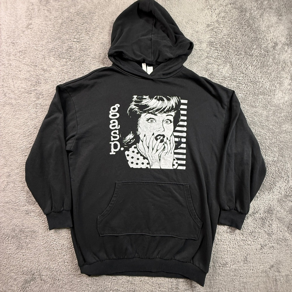 Gasp Graphic Hoodie Pop Art Horror Comic Scream Girl Y2K Black Unisex M